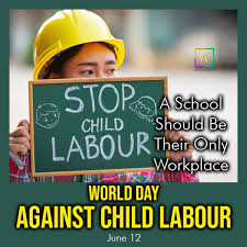 Coral red grayscale photo world day against child labour poster. World Day Against Child Labour Quotes Theme Images Slogans
