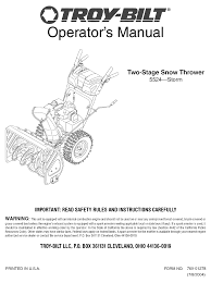 This snowblower has a pull chain so that if you want to start the unit via the pull cord, prime the system first by pushing the bulb according to the instructions on the snowblower, then pull the cord. Troy Bilt 5524 Storm Operator S Manual Pdf Download Manualslib