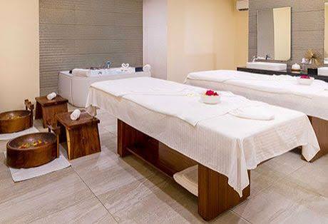Spa treatment room prepared for relaxation