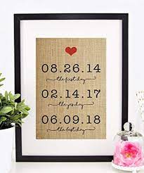 Shop our valentines day gifts for husbands today! Amazon Com Personalized Valentines Day Gift For Wife Or Husband Wedding Anniversary Engagement Bridal Shower The First Day The Yes Day The Best Day Burlap Print Handmade