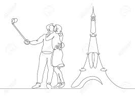 Maybe you would like to learn more about one of these? Desenho De Linha Continua Dos Pares Felizes Que Fazem A Foto Do Selfie No Fundo Da Torre Eiffel A Franca E O Simbolo De Paris Ilustraciones Vectoriales Clip Art Vectorizado Libre De