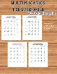 Multiplication 1 Minute Drill V 10 Math Worksheets With Etsy In 2020 Math Worksheets Printable Math Worksheets Kids Math Worksheets
