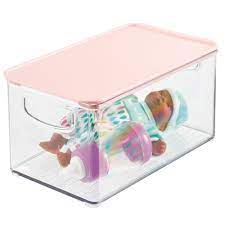 Buy plastic toy storage boxes and get the best deals at the lowest prices on ebay! Mdesignplastic Toy Storage Box With Contrast Lid And Handles In Clear Pink 10 X 6 X 5 By Mdesign Dailymail