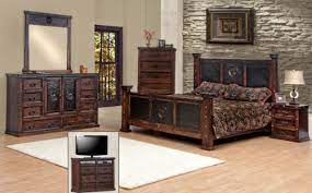 These complete furniture collections include everything you need to outfit the entire bedroom in coordinating style. King Size Copper Creek Bedroom Set Dark Stain Western Rustic Driftwood Furnitures