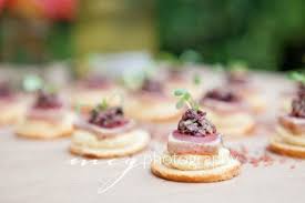 Seared Tuna Canape With White Bean Puree Olive Tapenade And Truffle Oil Catering Food Mini Cheesecake