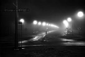 Black And White Night Photography Film Foggy Night Street Lights Black And White Photo Street Film Photography Weather Street Film Photo Instagram Photo