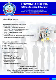 Pendidikan minimal d3 computer science, information technology, economics,. Uzivatel Universitas Medika Suherman Ums Na Twitteru Informasi Lowongan Kerja Di Stikes Medika Cikarang Yuk Gabung Sekarang Stikesmedikacikarang Iwanttogostikesmedika Ilovestikesmedika Https T Co Cb37af5bof