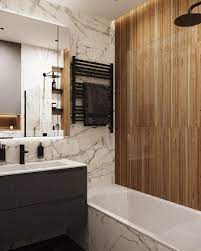 Плитка под дерево и мрамор в ванной комнате - фото с примерами дизайна