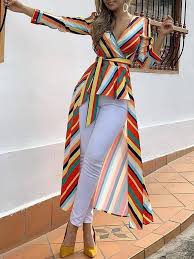 Lardux films prix du jury qu'importe si les bêtes meurent sofia alaoui production : Chemisier Rainbow Raye Court Devant Longue Derriere Ceinture V Cou Mode Femme Mariniere Blouse Multi Chemisiers Hauts