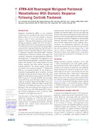 The most effective peritoneal mesothelioma treatment option is surgery with heated chemotherapy, known as hyperthermic intraperitoneal chemotherapy, or hipec. Pdf Strn Alk Rearranged Malignant Peritoneal Mesothelioma With Dramatic Response Following Ceritinib Treatment