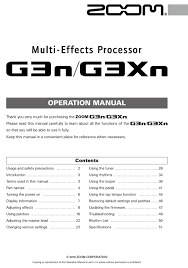 Zoom G3xn Operation Manual Pdf Download Manualslib