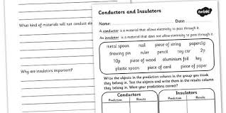 Conductors And Insulators Worksheet Science Worksheets Conductors Worksheets