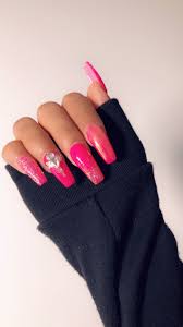 Poppin Pink Nails Pink Acrylic Nails Pink Glitter Nails Pink Nails Princess vibe with pink nail design #22.