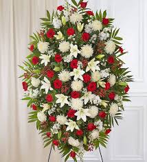 Check spelling or type a new query. Xl Red White Sympathy Standing Spray Charlotte Nc Florist