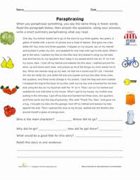 Paraphrasing Practice Worksheet Reading Comprehension Skills Writing School Paraphrasing Lesson