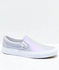 Black And White Vans Shoes For Girls Vans Slip On Iridescent Muted Metallic Grey White Skate Shoes Zumiez Vans Shoes Girls Girls Shoes Casual Slip On Shoes