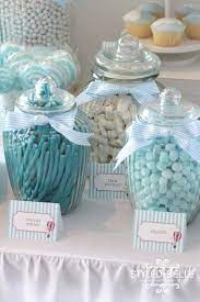 Boy S Hot Air Ballon Themed Christening Candy Jars Dessert Table Www Spaceshipsandlaserbeams Baby Shower Etiquette Baby Boy Christening Baby Shower Decorations
