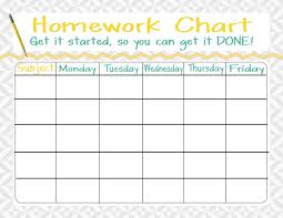 printable weekly homework charts homework chart kids