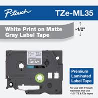 The pth110 uses durable laminated and fabric labels that are sun, germ, water and temperature resistant. Brother P Touch Tzeml35 12mm White On Matte Gray Premium Laminated Tape