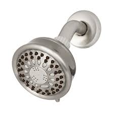 Waterpik Vardon 5 Spray 3 75 In Showerhead In Brushed Nickel Tav 529t The Home Depot Fixed Shower Head Shower Heads Waterpik