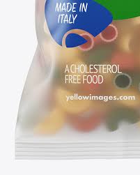 Frosted Plastic Bag With Tricolor Pipe Rigate Pasta Mockup In Bag Sack Mockups On Yellow Images Object Mockups