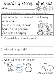 Kindergarten Reading Comprehension Passages Winter Reading Worksheets Reading Comprehension Worksheets Reading Comprehension Kindergarten