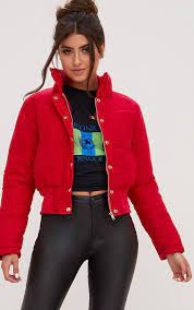 Doudoune Courte Peau De Peche Rose Red Puffer Jacket Cropped Puffer Jacket Puffer Jacket Women