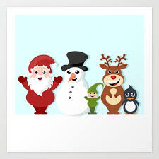 Postman pat the christmas panto horse full episodes christmas videos for kids.curious george christmas special george vs winter kids cartoon kids movies videos for. Christmas Cartoon Characters Santa Claus Snowman Reindeer Elf And Penguin Art Print By Sooperyela Society6