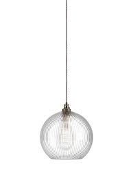 Clear Ribbed Glass Globe Pendant Ceiling Light Hereford Industrial Vintage Designer Retro Style Glass Pendent Lights Glass Pendant Lights Uk Pendant Light