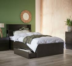 como king single bed with storage in black brown