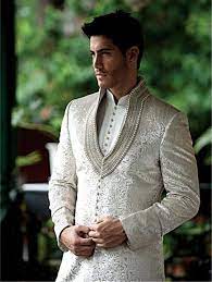 Men S Suit Bridal Wear Jacquard Silk Hand Work Sherwani Etsy Indian Men Fashion Mens Outfits Sherwani