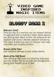 There are no specific rules for objects that take falling damage. Video Game Inspired Magic Items Bloody Roar 2 Oc Dnd