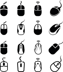 Black And White Mouse Computer Computer Mouse Black And White Royalty Free Vector Icon Set Vector Art Illustration Computer Logo Computer Icon Computer Tattoo