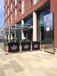 The Lock Cafe Banners Posts Installation Thelock Cafebanners Cafebarriers Banners Cafe Advancepost Cafe Design Cafe Installation