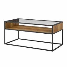 Buy products such as zimtown rustic coffee table,wood and metal industrial cocktail table for living room, 46 inch brown at walmart and save. Walker Edison Rustic Glass Coffee Table In Reclaimed Barnwood Walmart Canada