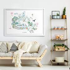 Canada Map Illustrated Art Print Watercolor Wall Decor Etsy Kid Room Decor Nursery Decor Inspiration Decor