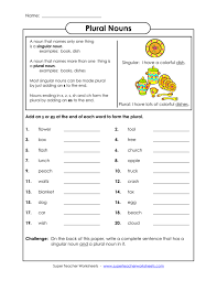 plural nouns super teacher worksheets