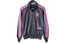 Vintage Adidas Chile Jacket Black Pink Trefoil Adidas Track Jacket Shiny Tracksuit Full Zip Sweatshirt Hip Hop Streetwear Women S S Adidas Track Jacket Vintage Adidas Full Zip Sweatshirt