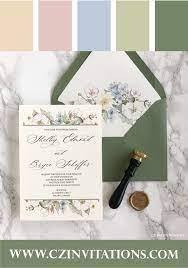 Green Floral Vellum Wedding Invitation With Wax Seal Floral Watercolor Wedding Invitation Vellum Invite In 2021 Yellow Wedding Invitations Watercolor Floral Wedding Invitations Green Wedding Invitations