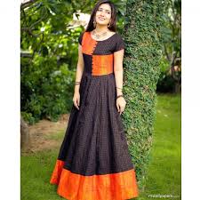 Black And Orange Dress Checkers Black And Orange South Fashion Gown Fashion Gowns Indian Gowns Dresses Frock Models