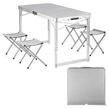 Adalantic Picnic Folding Table Portable Aluminum Camping Table With 4 Chairs Indoor Outdoor Suitcase Table Game Table All4hiking Com Indoor Chairs Camping Table Table