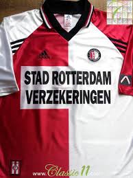 The traditional equipment of feyenoord consists of a red and white shirt with black pants and stockings. Feyenoord Home Football Shirt 1998 1999