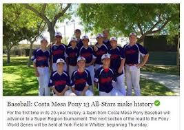 Costa Mesa Pony Baseball Home