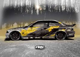 Black And Gold Car Wrap Here Is A Wrap Design For Yassermustafa M3 E36 Bmw This Car Was Amazing Before The Wrap And With The Matt Bla Racing Car Design Bmw E36 Drift Car Wrap Design