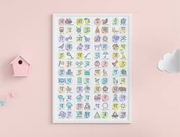 Hindi varnamala chart 2 | let your little child nourish with knowledge of complete hindi letters in his tender age. Hindi Alphabet Chart Nursery Art Educational Chart Etsy