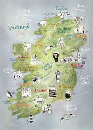 Ireland Map Art Print Illustrated Map Ireland Ireland Etsy In 2020 Ireland Map Illustrated Map Road Trip Map