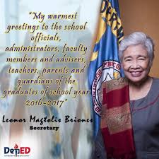 Senators, meanwhile, took turns in suggesting possible steps to realign portions of the deped budget to better use. Deped On Twitter Graduation Message From The Deped Secretary Leonor Magtolis Briones See Full Message Https T Co N9i3ft99li