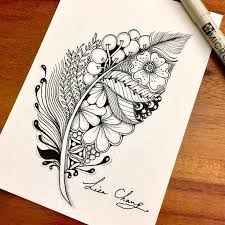 Plume Feather Feather Drawing Creative Art Creative Sketches Merged Pen Drawings Ske Feather Drawing Art Drawings Sketches Creative Zentangle Art