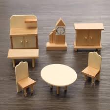 29pcs Set Dollhouse Miniature Unpainted Wooden Furniture Suite Etsy In 2020 Furniture Woodworking Doll House