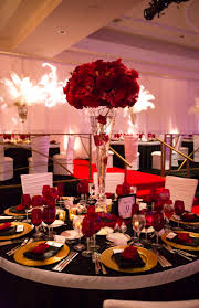 Black And Gold Wedding Reception Decorations Red White And Black Table Settings Red Wedding Decorations Red Wedding Theme Red Centerpieces